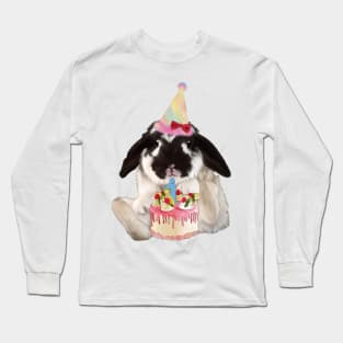 Chio First Birthday _ Holland Lop Rabbit Broken Black Color _ Bunniesmee Long Sleeve T-Shirt